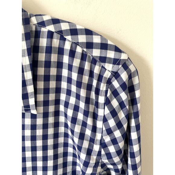 UNTUCKit Gingham Plaid Long Sleeve Button Down Shirt Navy Blue White Size 16 NEW - Picture 3 of 11